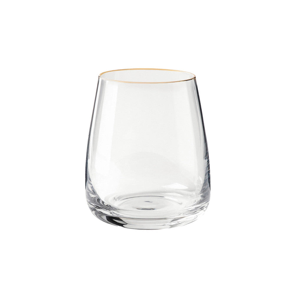 Set of 6 "Gold" Water Glasses in Glass with Gold Rim