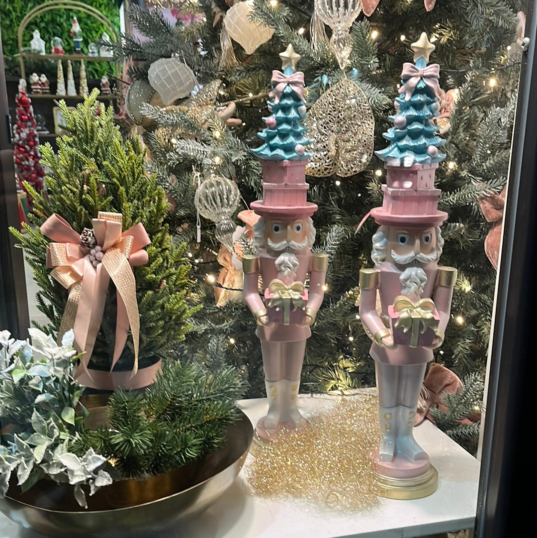 Pink Nutcracker Soldier in Resin with Tree (H 51 cm)