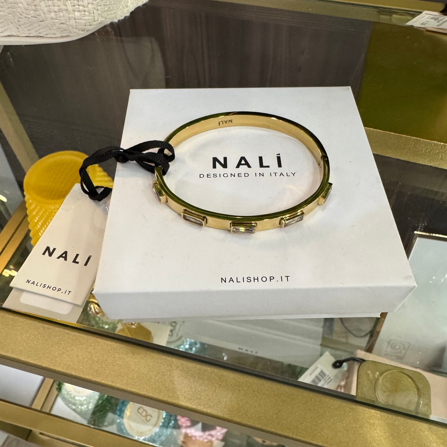 "STEPH" Rigid Bracelet with Clear Stones - Nalì