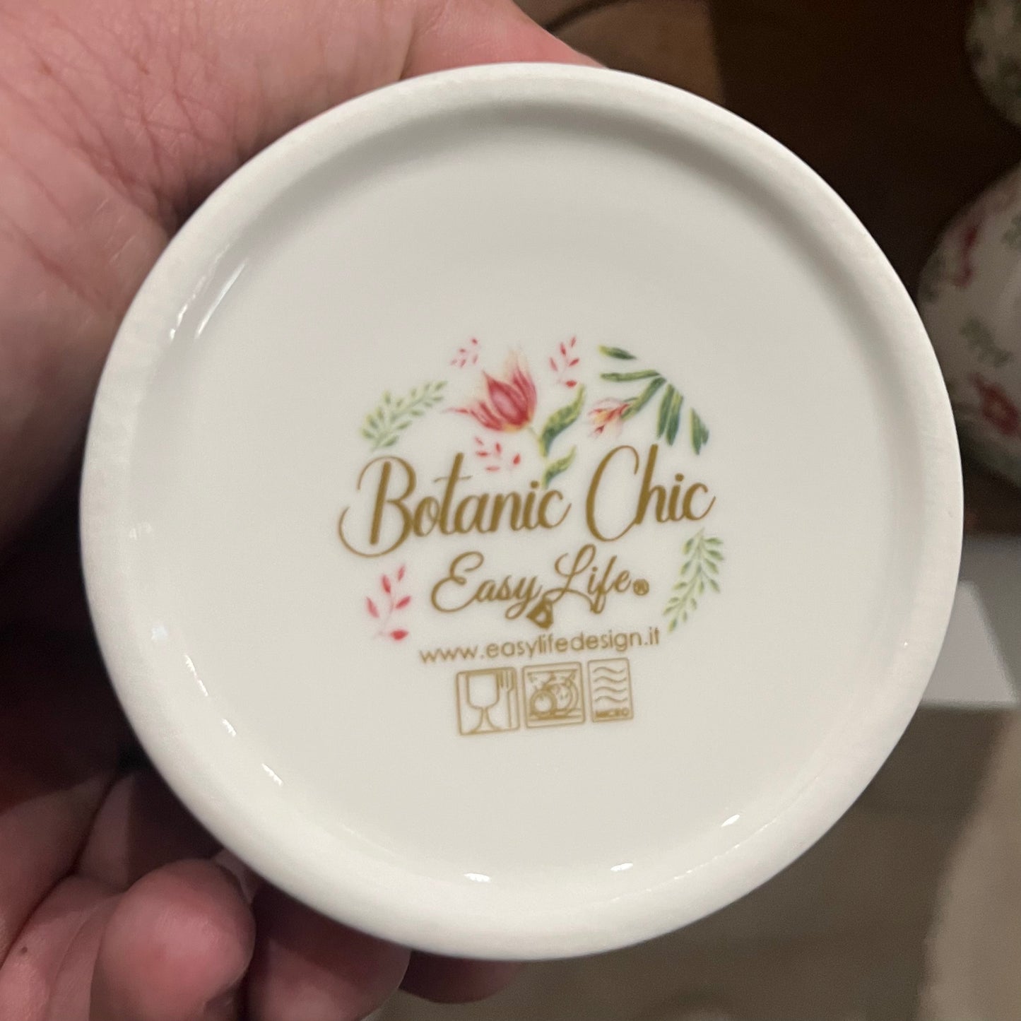 "BOTANIC CHIC" Aperitif Set with 4 Porcelain Bowls and Acacia Tray