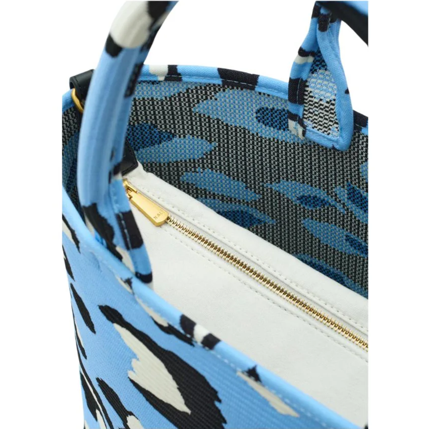 "Melany" Leopard Print Blue Shopper Bag - Nalì