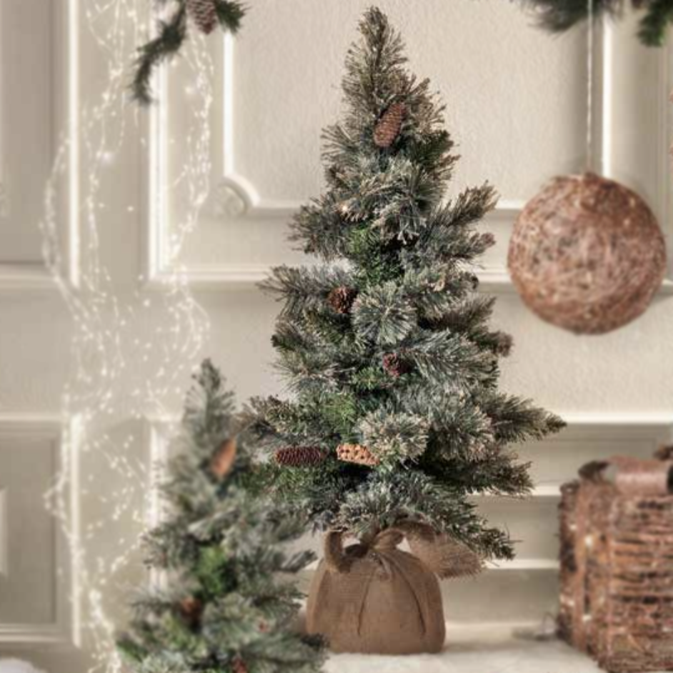 Large Glitter Fir Tree with Jute Sack - Brandani