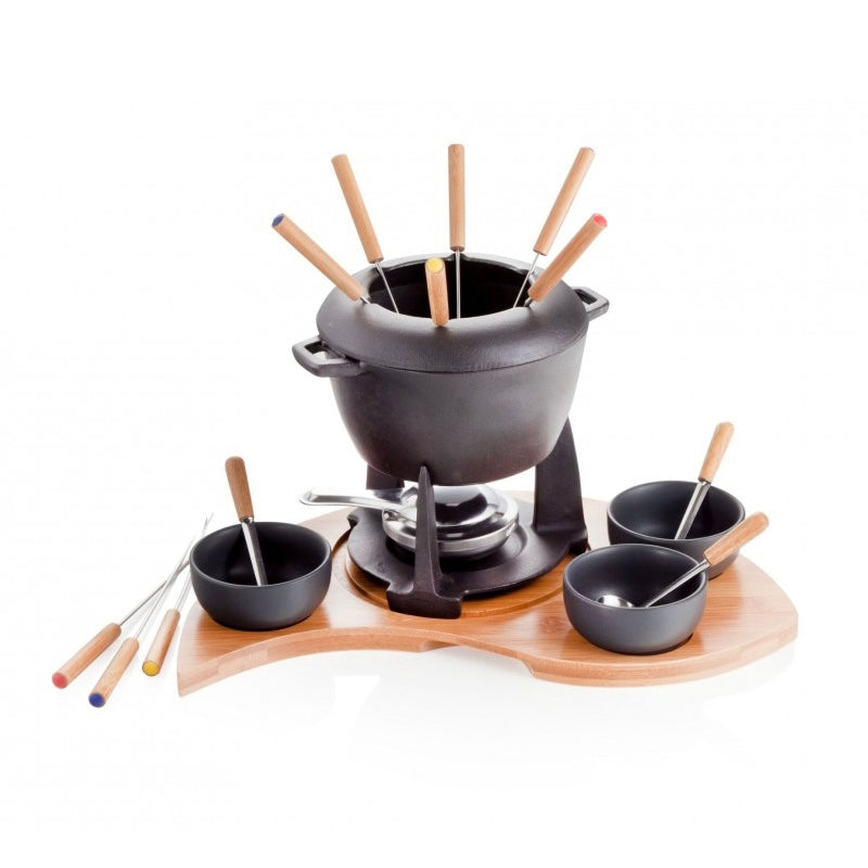 Cast Iron and Bamboo Fondue Set - Brandani
