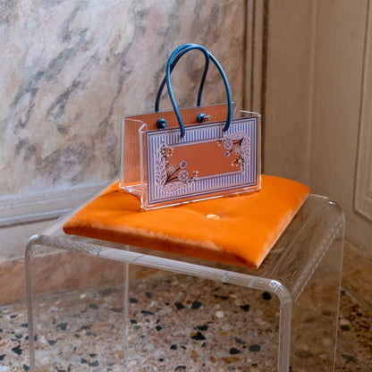 Sveva Shopper Storage Tote in Acrylic Crystal and Leather - Small
