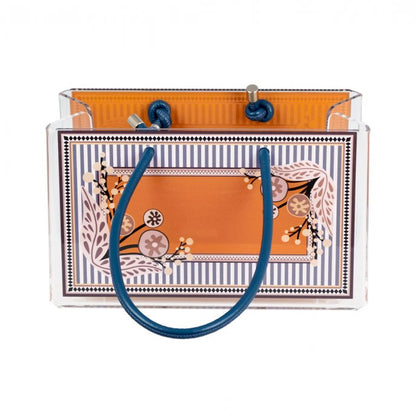 Sveva Shopper Storage Tote in Acrylic Crystal and Leather - Small