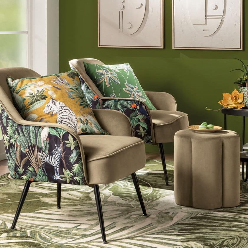 Tropical and Beige Vintage Armchair - L'Oca Nera