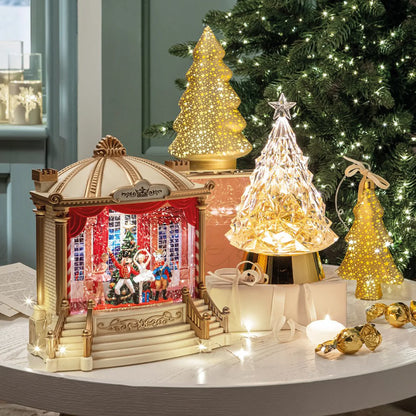 "All to the Theatre" Snow Globe Carousel with Lights, Motion, and Music