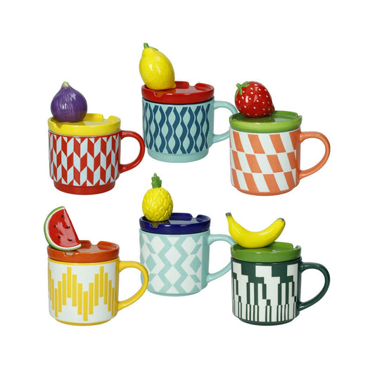 Tazza "Le Fruttose" con Tappo - Colori e Soggetti Assortiti