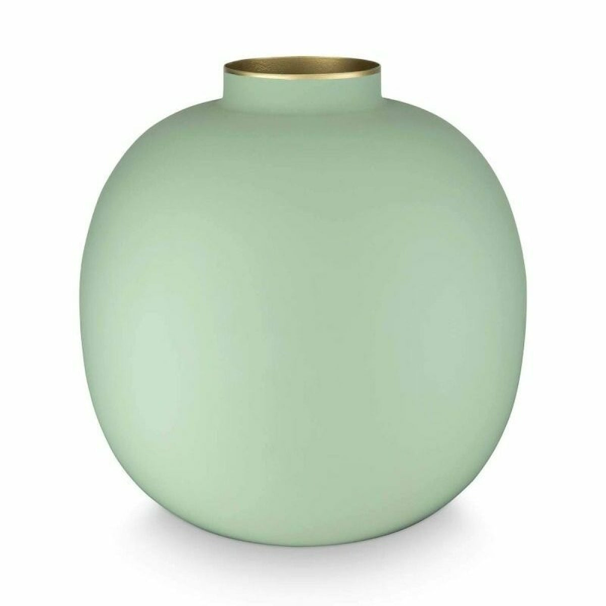 Matte Sage Green Round Metal Vase - H 23cm