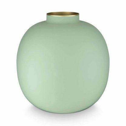 Matte Sage Green Round Metal Vase - H 23cm