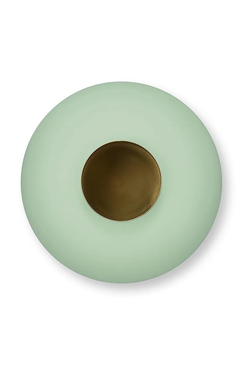 Matte Sage Green Round Metal Vase - H 23cm