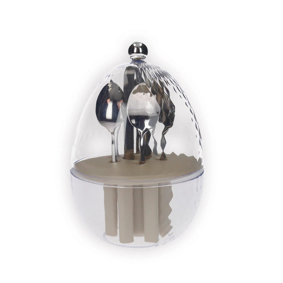 Mini Ovetto Cutlery Drainer with 6 Stainless Steel Teaspoons