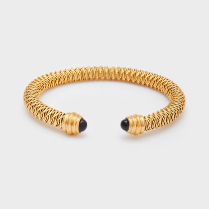 Bracciale Rigido Aperto con Pietre Nere - Nalì