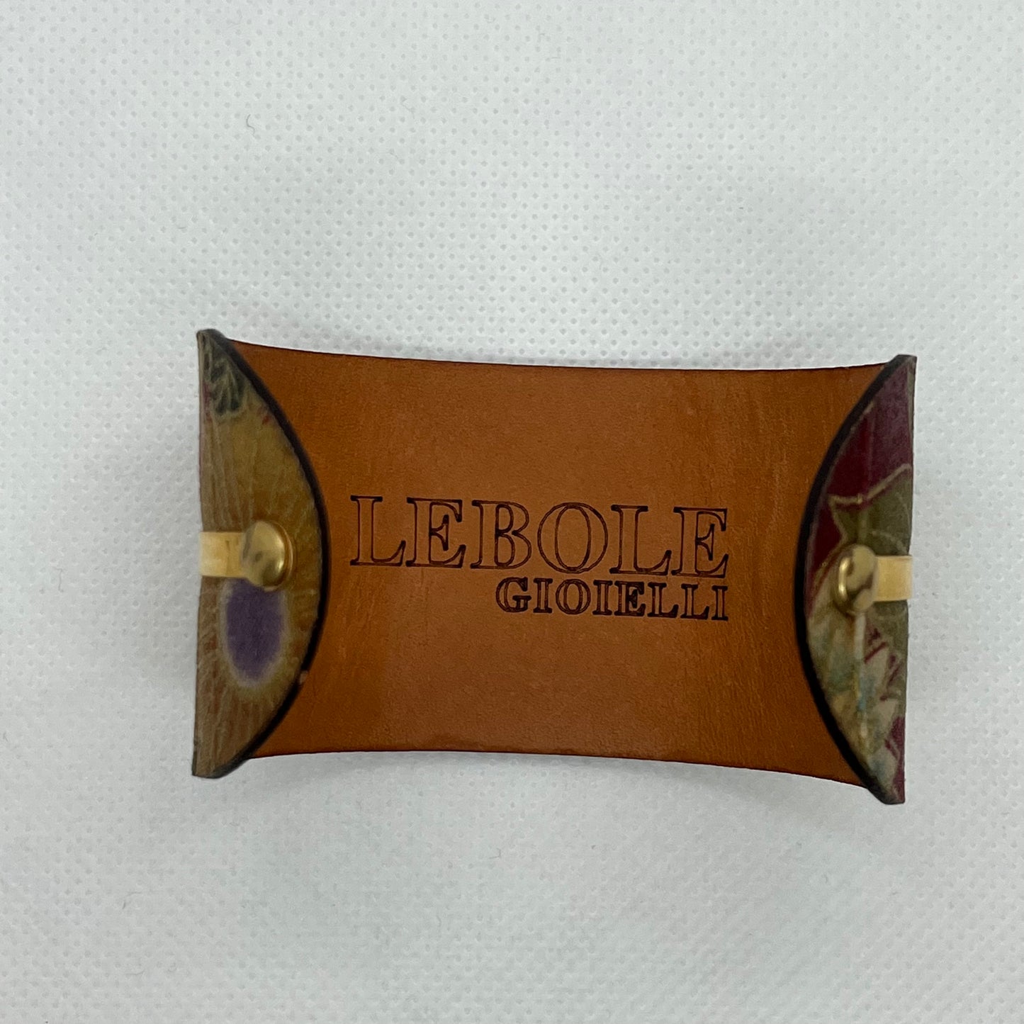 Bracciale Rigido in Pelle, Tessuto e Ottone - Lebole Kimono