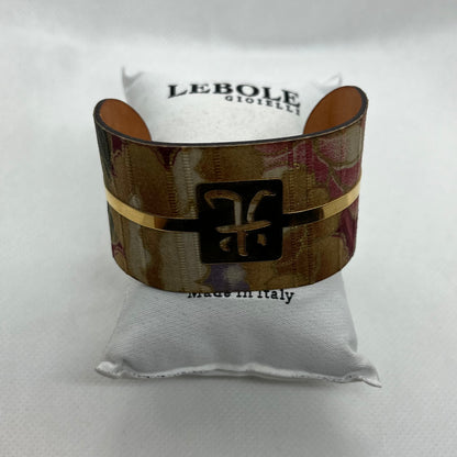Bracciale Rigido in Pelle, Tessuto e Ottone - Lebole Kimono