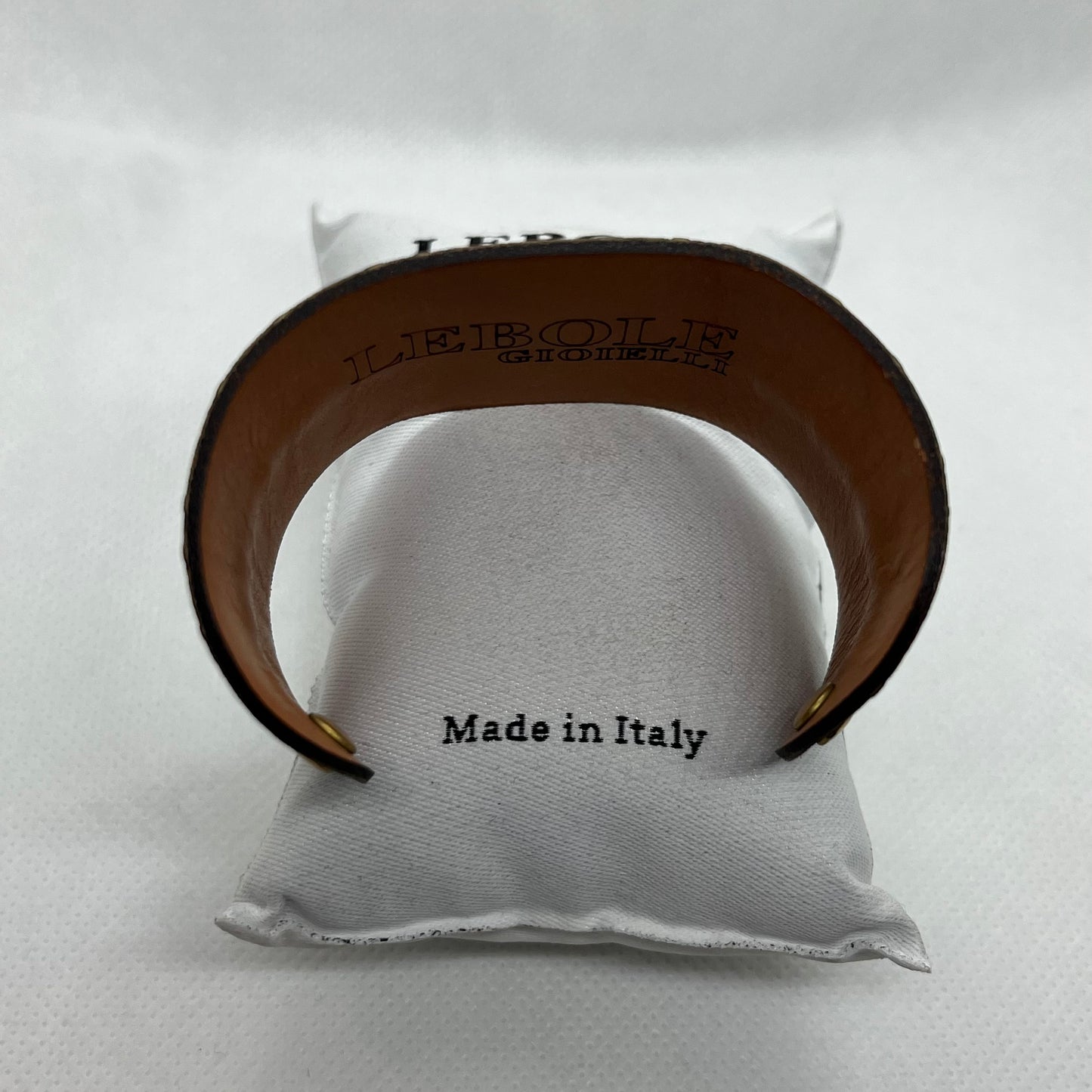 Bracciale Rigido in Pelle, Tessuto e Ottone - Lebole Kimono