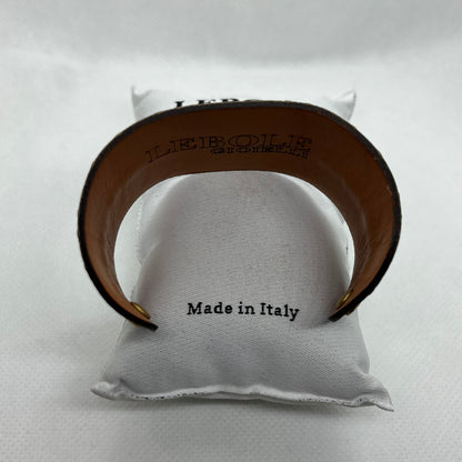Bracciale Rigido in Pelle, Tessuto e Ottone - Lebole Kimono