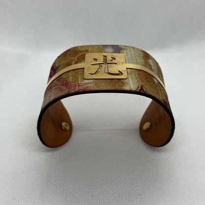 Bracciale Rigido in Pelle, Tessuto e Ottone - Lebole Kimono