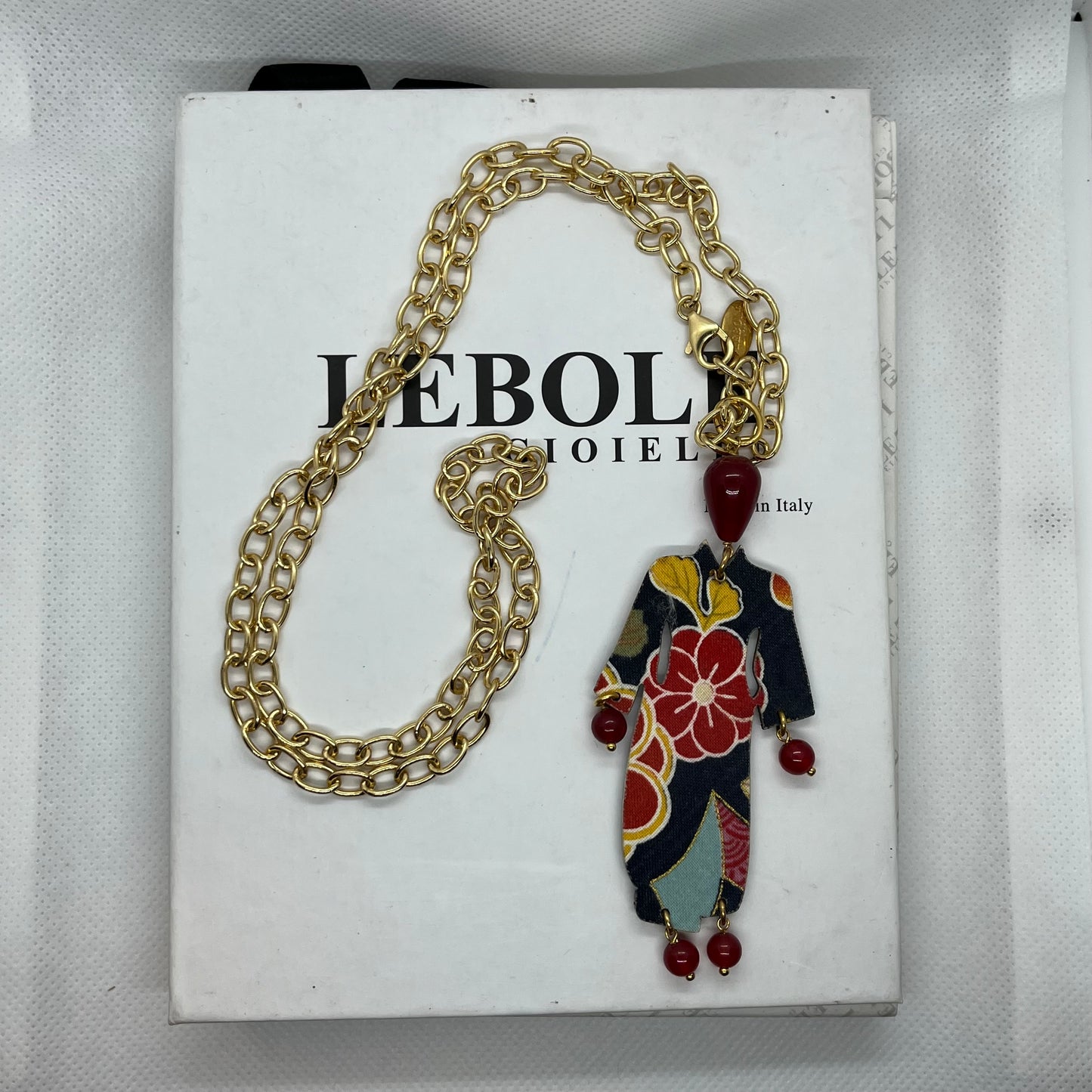 Collana Lebole Gioielli "Kimono" con Pietre Rosso Scuro