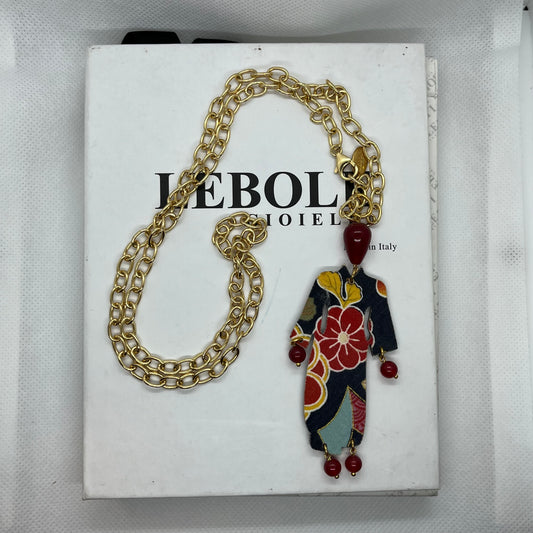 Collana Lebole Gioielli "Kimono" con Pietre Rosso Scuro