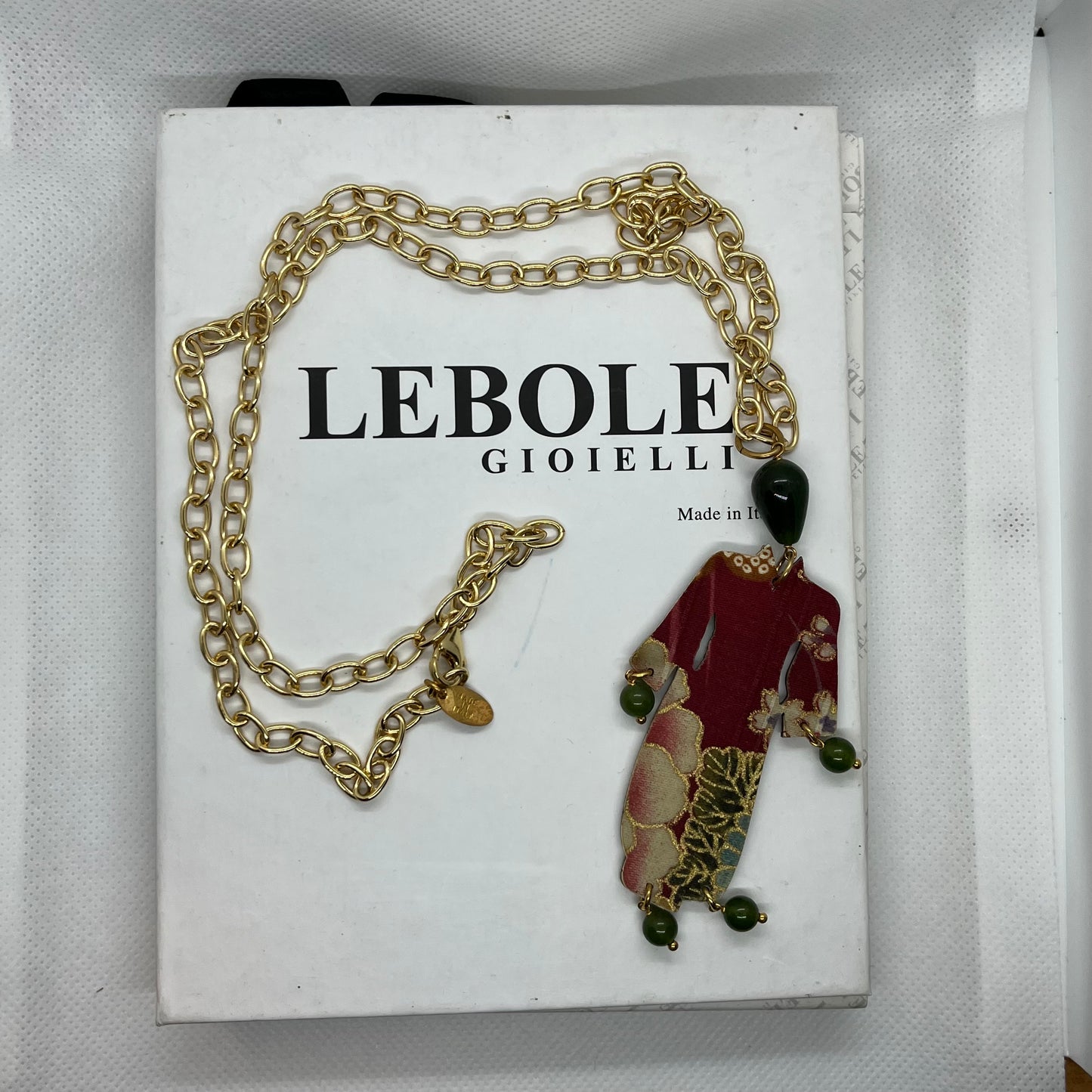 Collana Lebole Gioielli "Kimono" con Pietre Verde Scuro