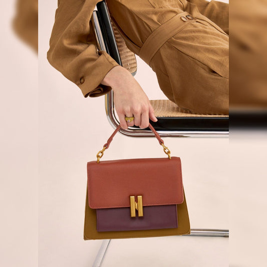 Borsa "New TALITA" Ocra e Arancio - Nalì