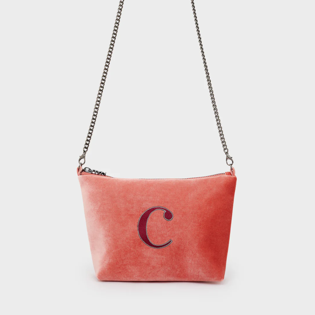 Alphabet Mini Bag in Velluto con Lettera Ricamata - Nalì