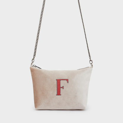 Alphabet Mini Bag in Velluto con Lettera Ricamata - Nalì