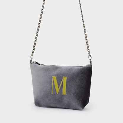 Alphabet Mini Bag in Velluto con Lettera Ricamata - Nalì