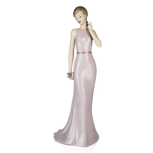 NAO "Dolce Eleganza con Fiore" - Statua Femminile Rosa