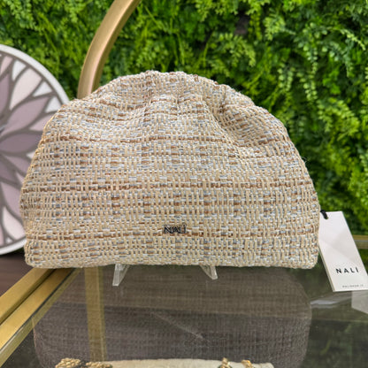 Pochette Doppia Tracolla "Estrella" Mini Beige/Bronzo - Nalì