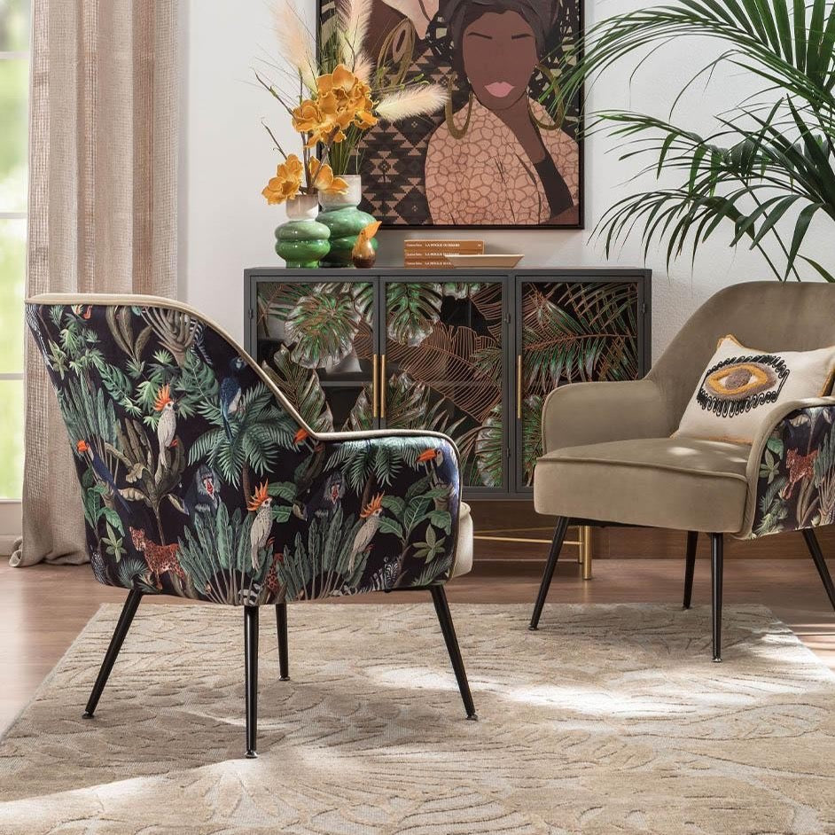 Tropical and Beige Vintage Armchair - L'Oca Nera