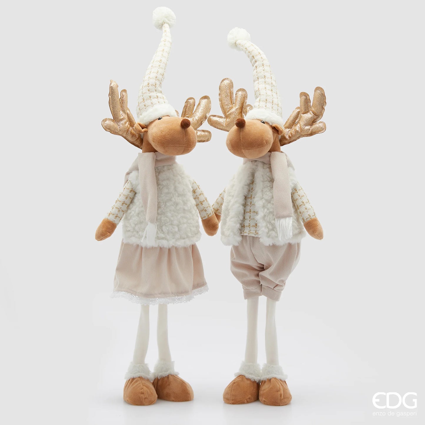 Standing Reindeer Decoration Beige - H 80cm