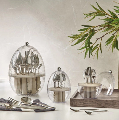 Portaposate Mini Ovetto con 6 Forchettine Inox