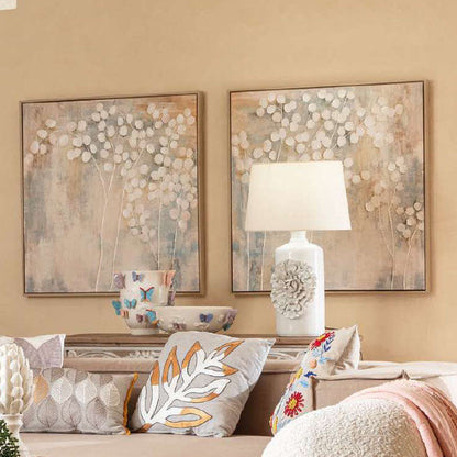 Set of 2 Silk-screen Prints on Canvas with Embellishments - 80x80 (1Q271)