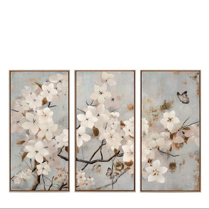 Set of 3 Silk Screen Print Paintings on Canvas with Applications - 50x100 (1Q266)
