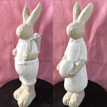 Wood Effect Resin Bunny and Girl Bunny - EGO