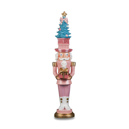Soldatino Schiaccianoci Rosa in Resina con Albero (H 51 cm)