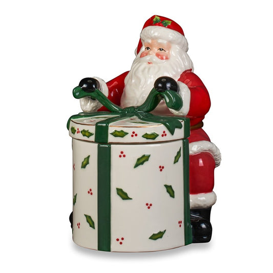Barattolo Decorativo e Biscottiera "Babbo Natale" in Ceramica
